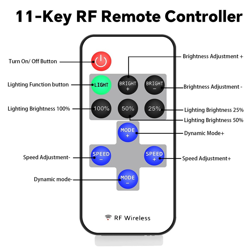 11key RF Mini Wireless Remote LED Controller DC5-24V for 3528 5050, RF Dimmer...