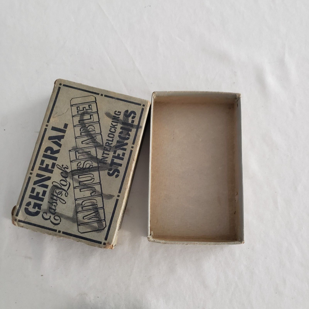 Vintage General Easy Lock Adjustable Interlocking Stencils Lot WITH BOX