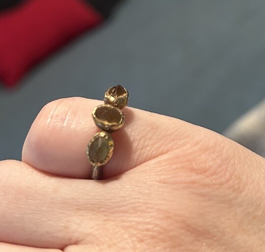 Yellow Citrine 3 Stone Ring