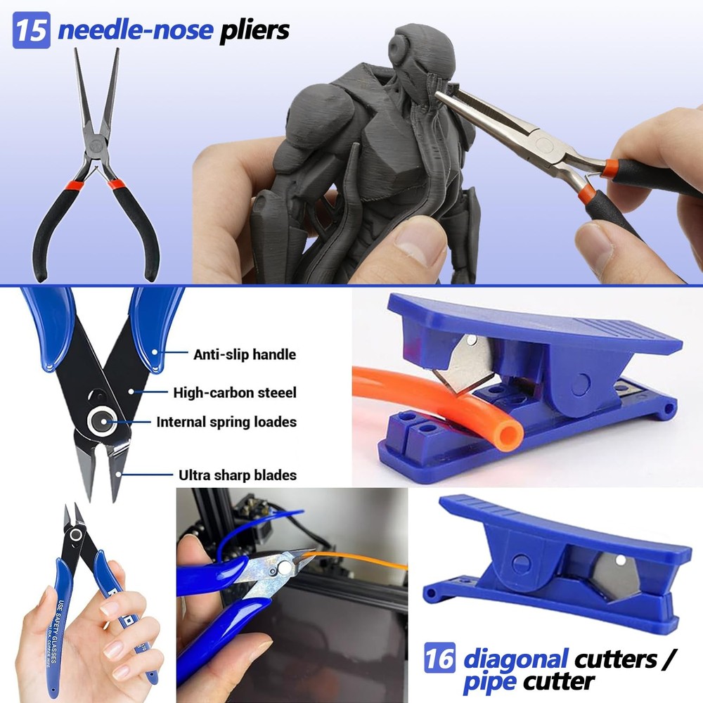 262 pcs Large 3D Printer Tool Set (w/Tool Bag) – Integrates Basic Model Tools...