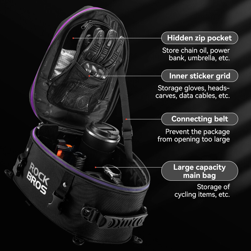 ROCKBROS Motorcycle Tail Bag,Waterproof Hard Shell Rear Seat Bag 12.5L Backpack
