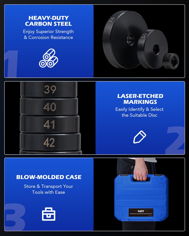 OMT 2 in 1 Blind Hole Inner Bearing Puller & Custom Bushing Driver Tool Set