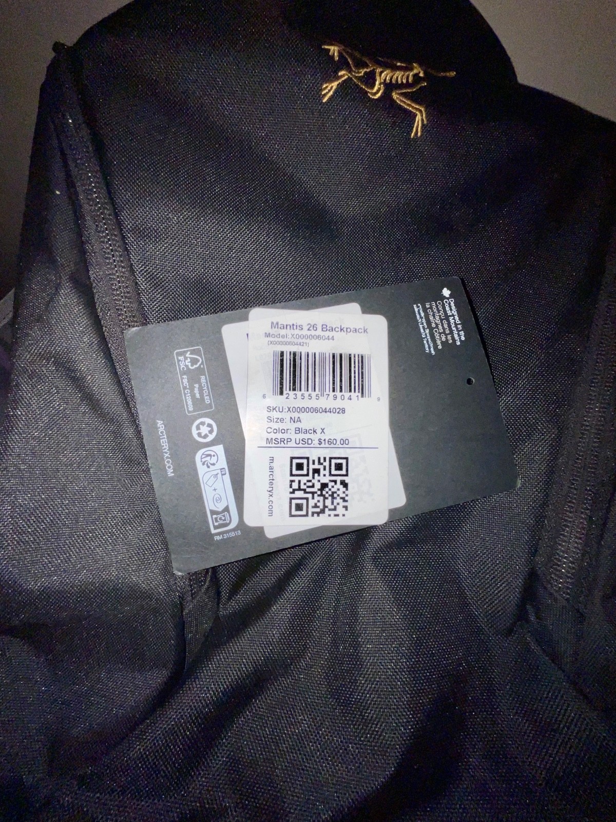 Black Arc'teryx Mantis 26L Backpack