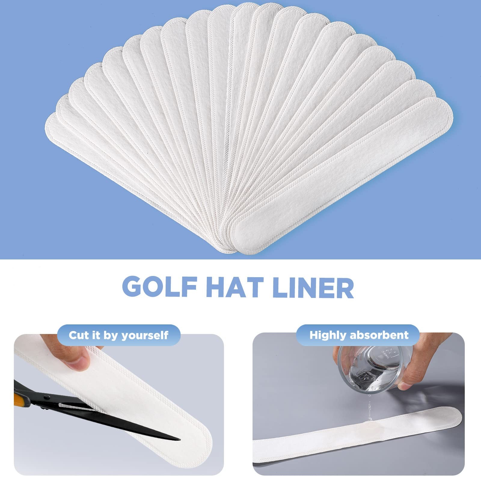 Gejoy Hat Sweat Liner 30 Pcs Protector 12.6 x 1.57 inch, White