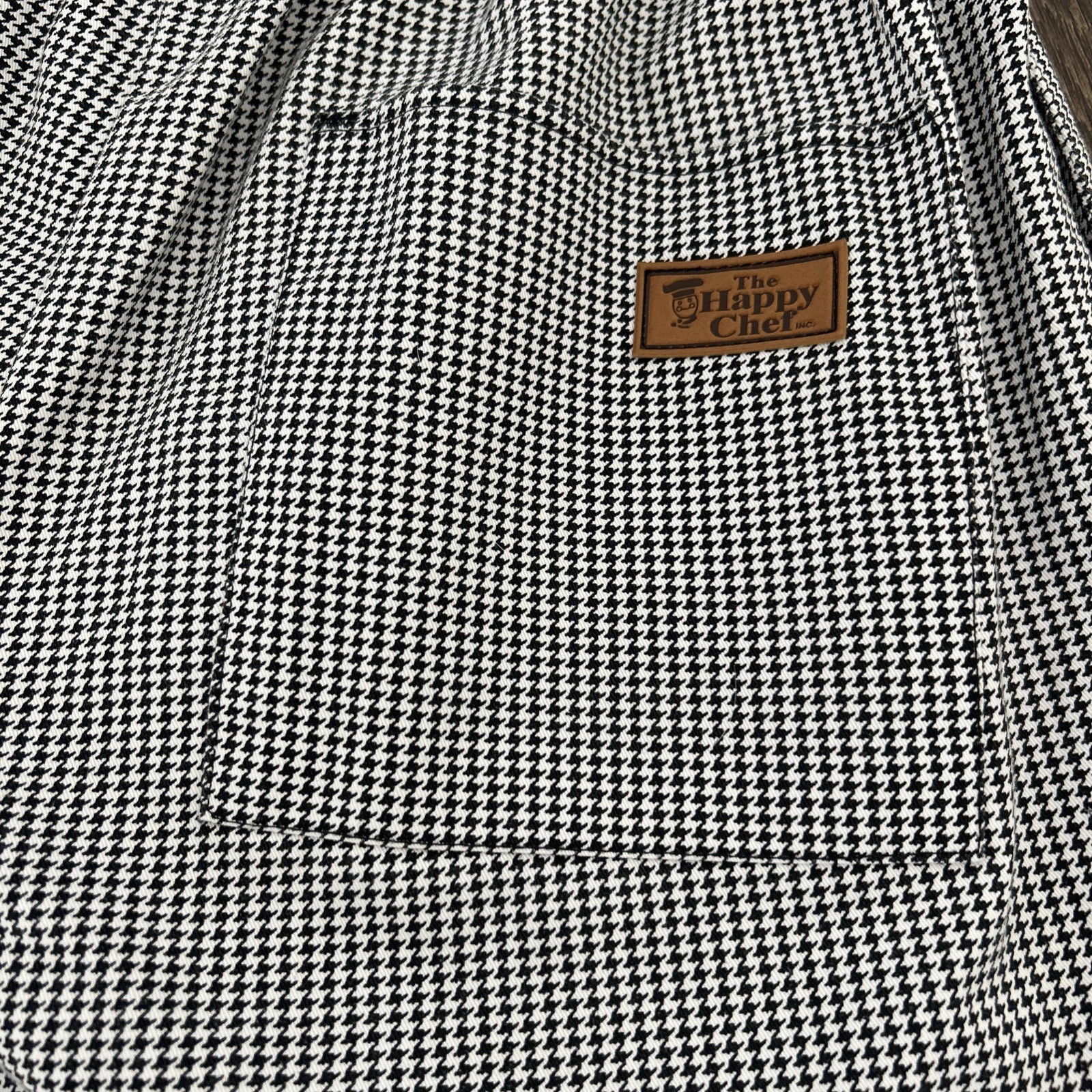 Happy Chef Utility Pants Black White Houndstooth Sz Medium Pockets Classic MINT