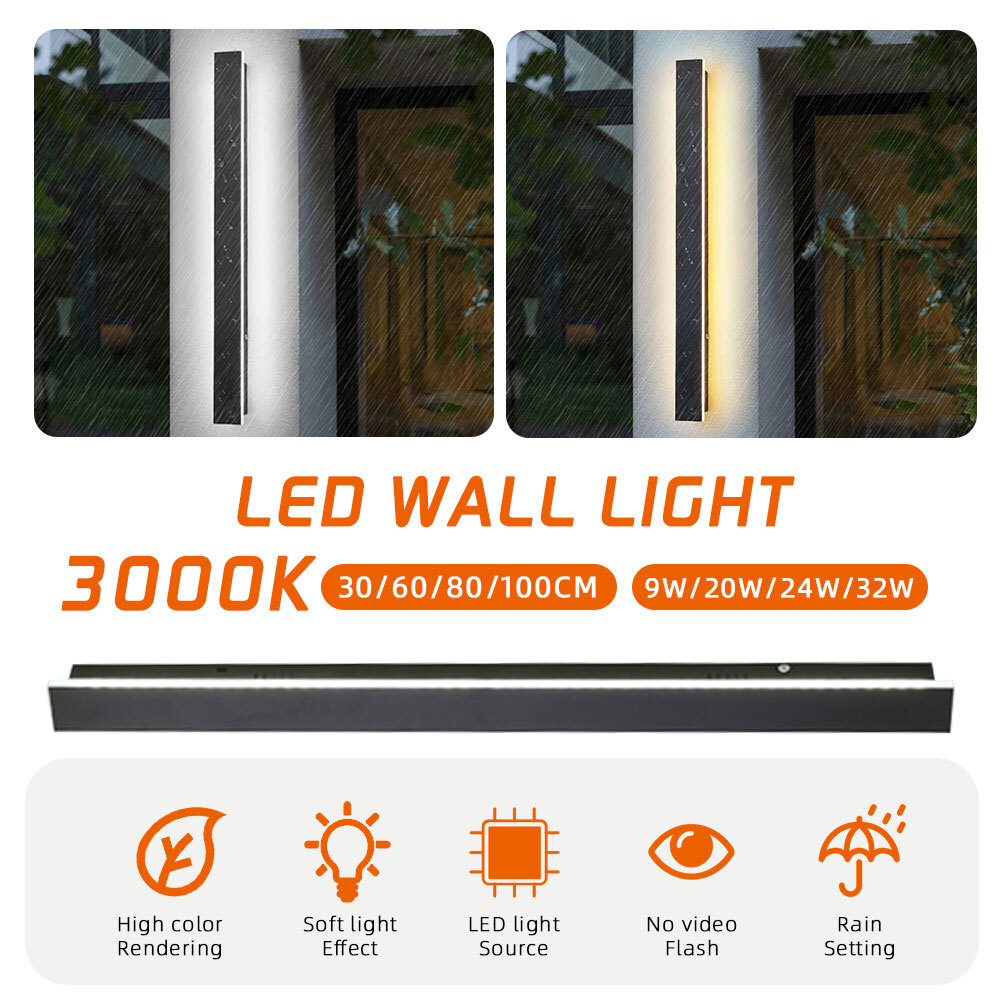 LED Wall Light Sconce Waterproof Outdoor Modern Lamp Exterior Lights Long Strip