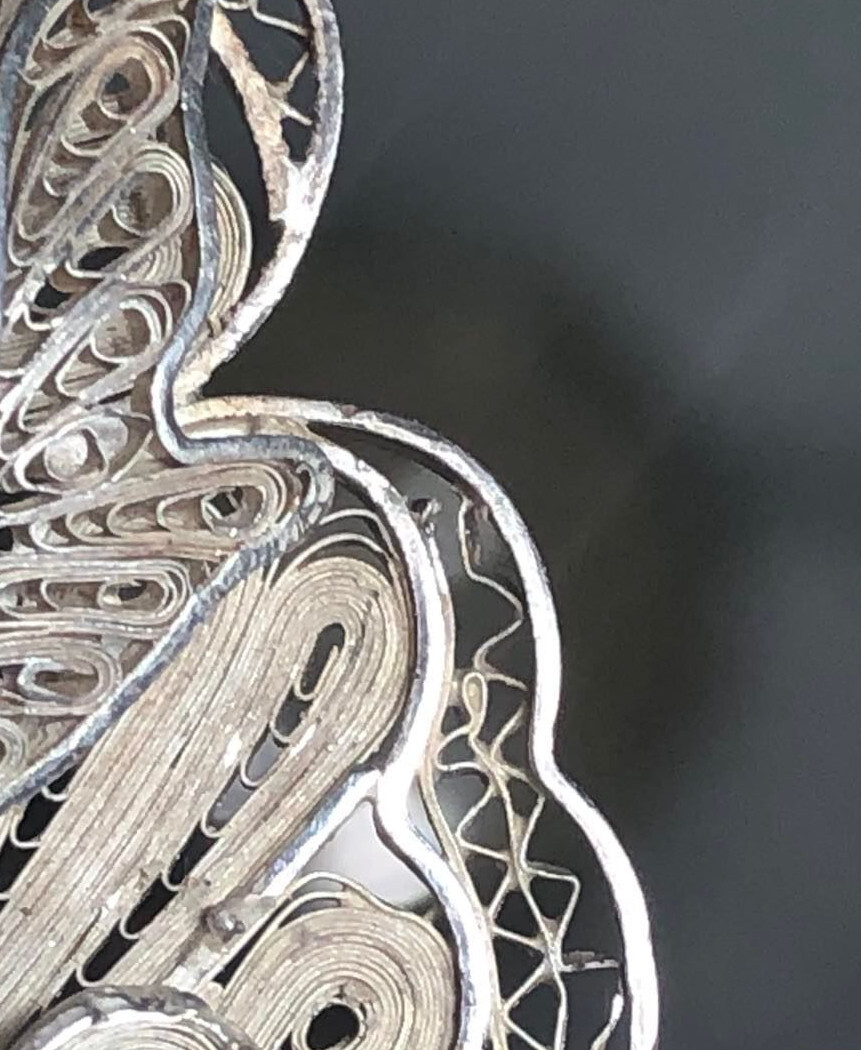 Vintage Old 925 Sterling Silver Cannetille Filigree Floral Pin Brooch 17.7g