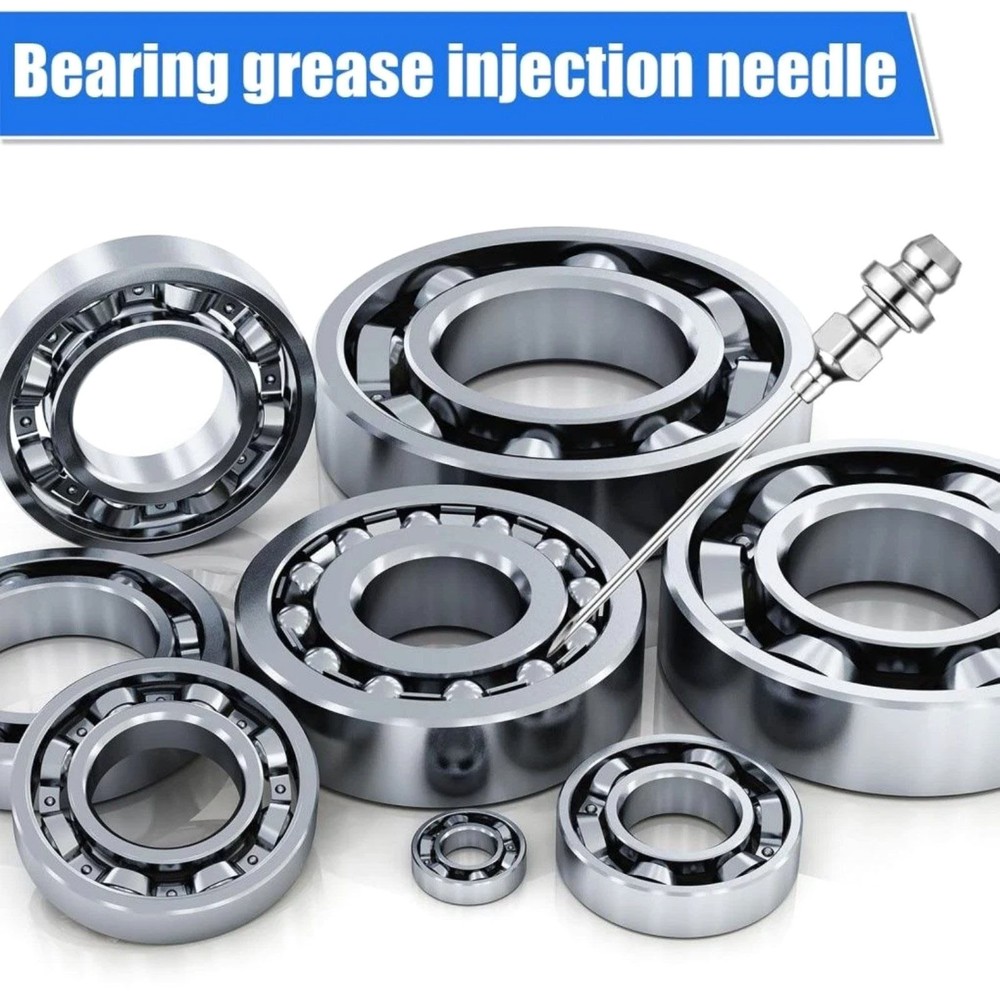 Grease Needle Nozzle Set 7pcs with Straight Tip Bent Nozzle and Rubber Adapter