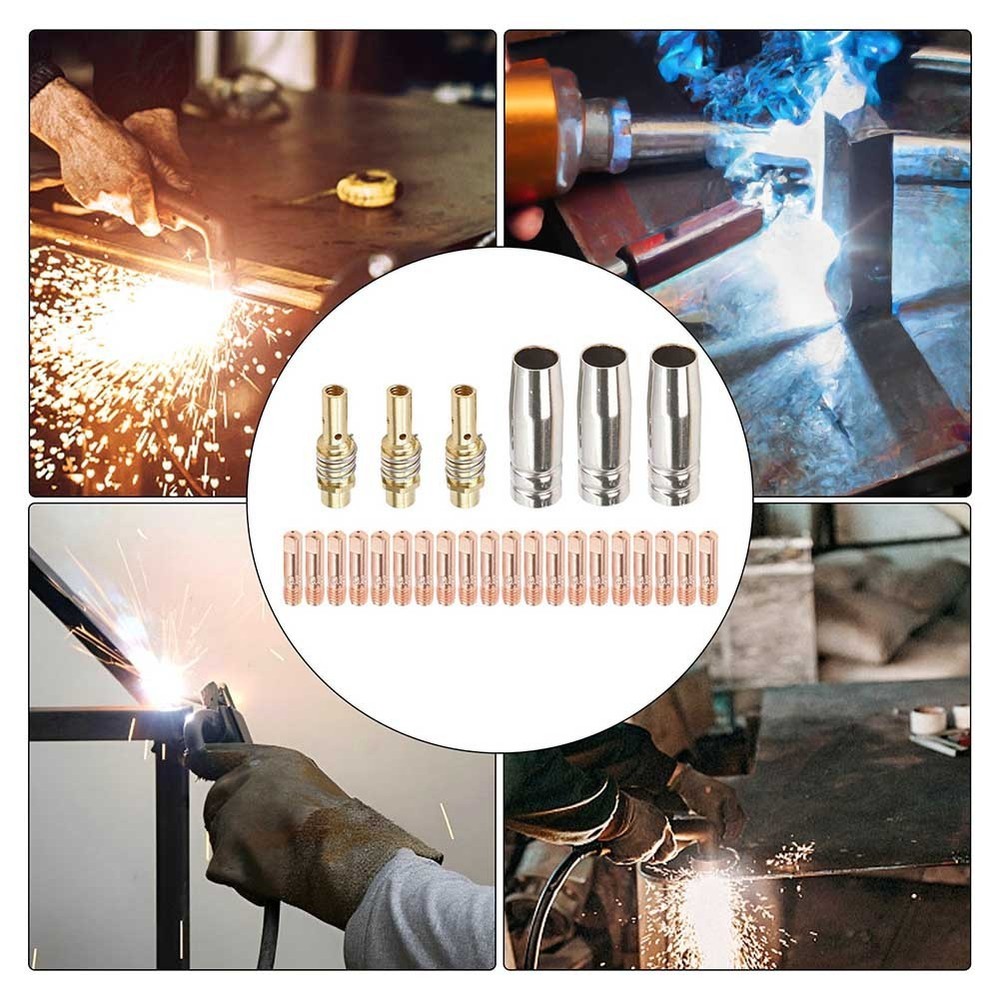 26 Piece For 15AK For MIG Welding Kit 1.0mm Tips Nozzles Diffusers Copper