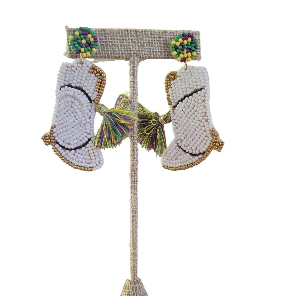 Mardi Gras Marching Boot Earrings