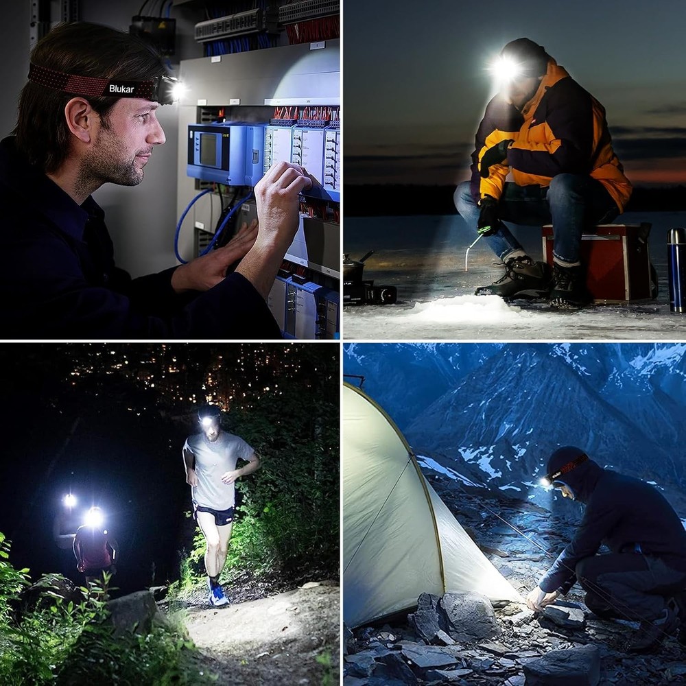 LED Headlamp Rechargeable,2000L Super Bright Headlight with Motion Sensor-2 Pack