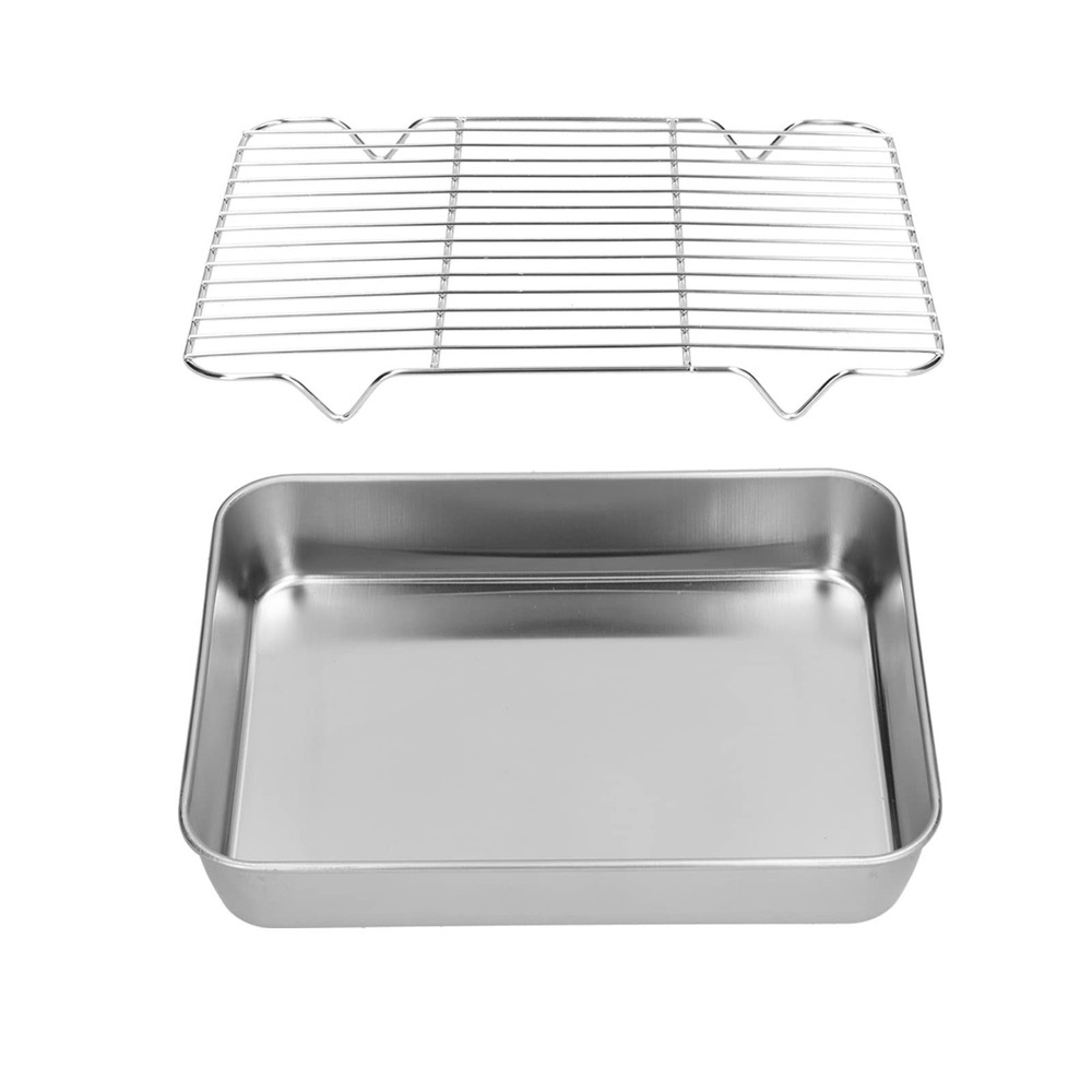 Roasting Pan Rectangular Baking Pan Rack Stainless Steel Cook 23.5x17.5x5 CM