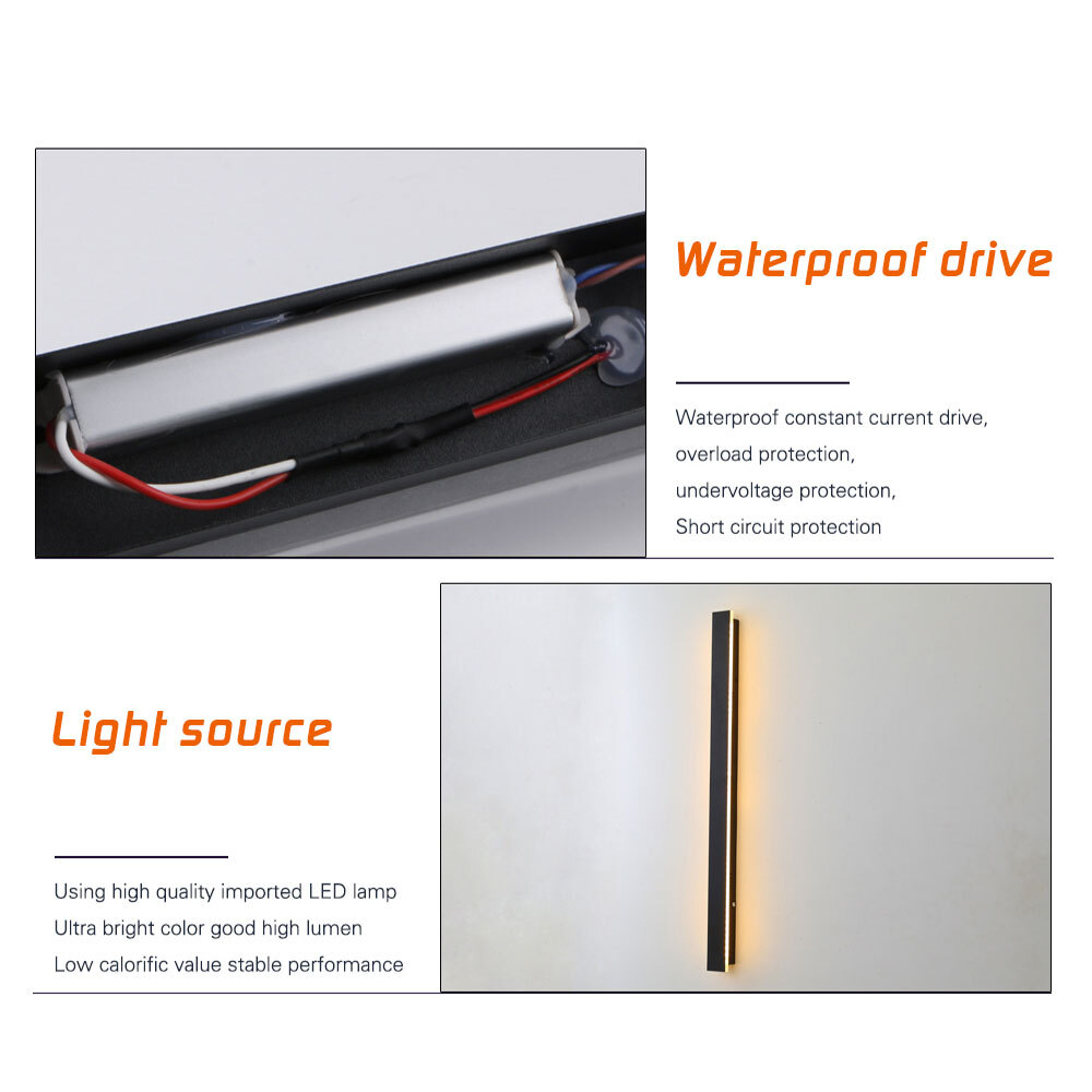 LED Wall Light Sconce Waterproof Outdoor Modern Lamp Exterior Lights Long Strip