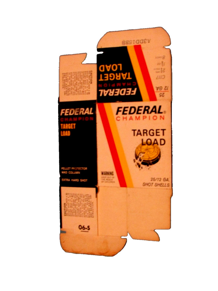 FEDERAL champion TARGET LOAD SHOT SHELLS 'EMPTY' BOX ONLY price each (office)