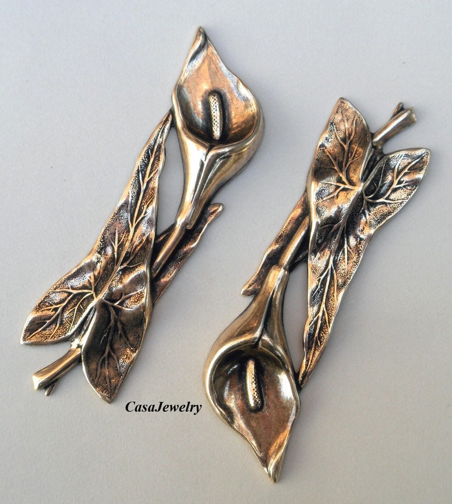 #5021RS ANTIQUED GOLD CALLA LILY & LEAF COMPONENT - 1 Pc