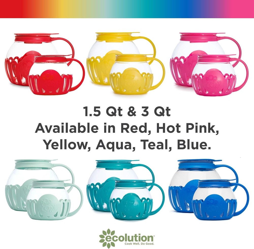 Ecolution Patented Micro-Pop Microwave Popcorn Popper with Temperature Safe
