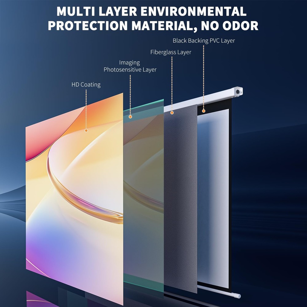 100 Inch Motorized Projector Screen with Remote Control - 4:3 Electric Drop D...