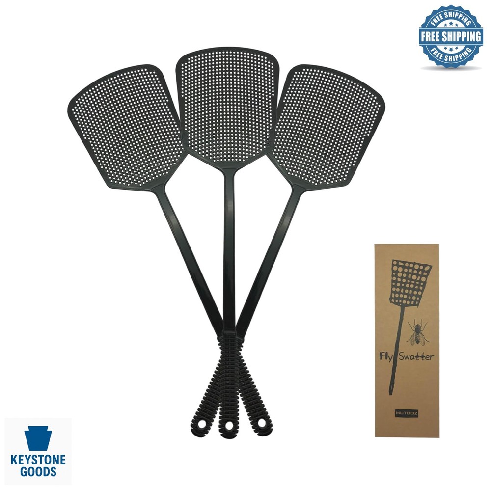 Heavy Duty 3-Pack Fly Swatters - Durable, Ergonomic, Multiple Use