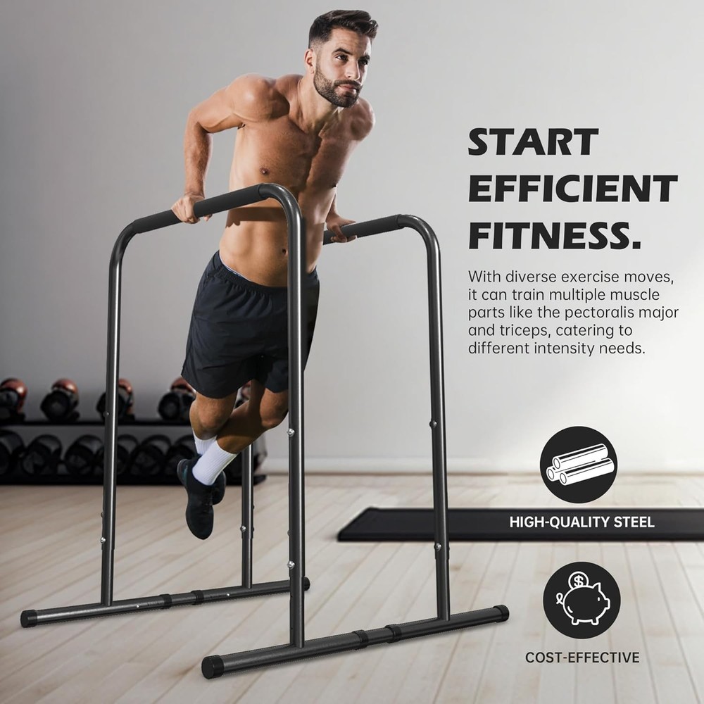 Pull Up Dip Station for Home Gym – Adjustable, 300 lb Capacity, Space-Saving