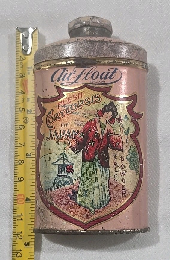 VINTAGE ADVERTISING AIR FLOAT TALCUM POWDER TIN TALC Rare