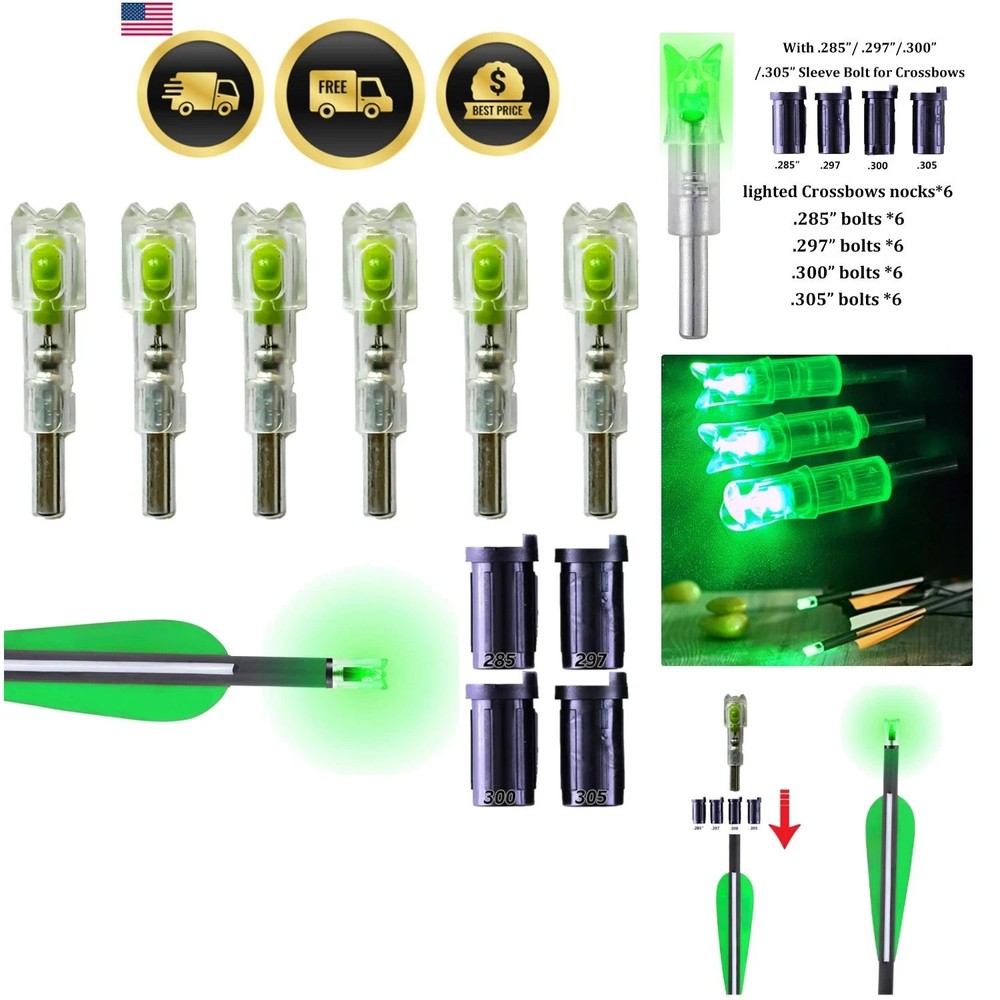 Crossbow Lighted Nocks for Bolts LED Compatibility 6 Pack
