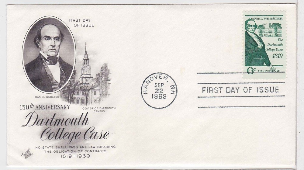TurtlesTradingPost- Daniel Webster 1969 FDC #1380- Artcraft Cachet