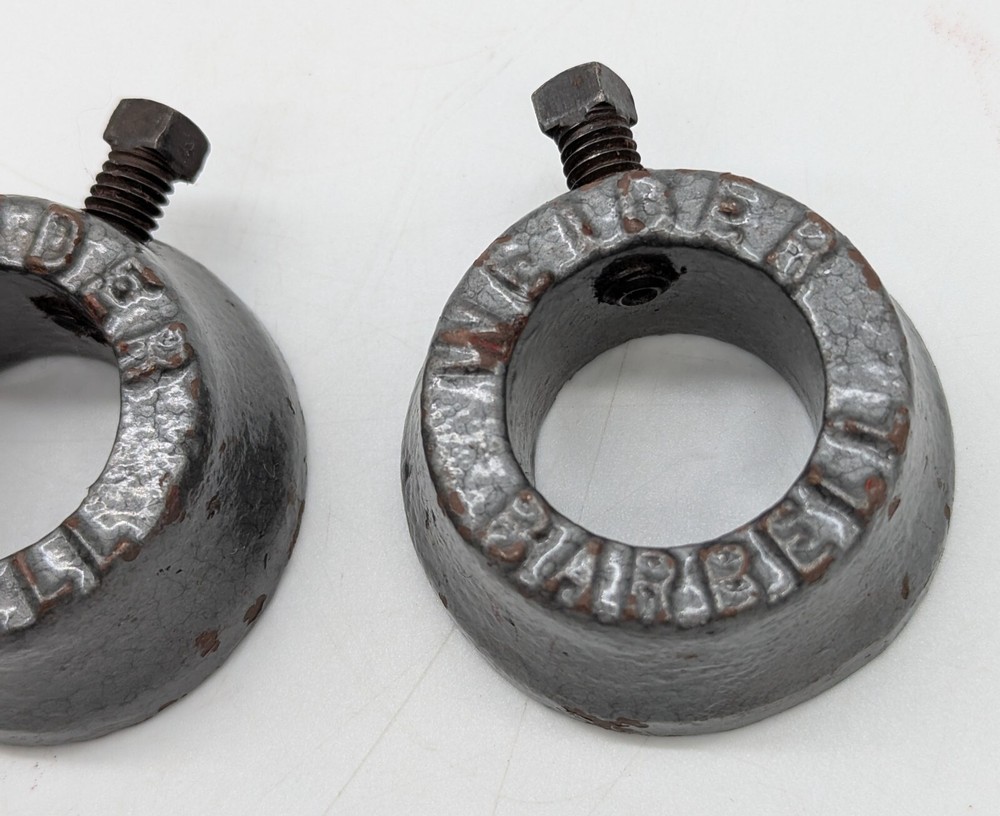 2 Weider Barbell 1" Bar Inside Collars Pair Screw-Lock