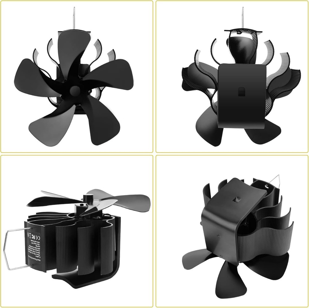 Heat-Activated Fireplace Fan with Overheating Protection – Efficient & Elegant