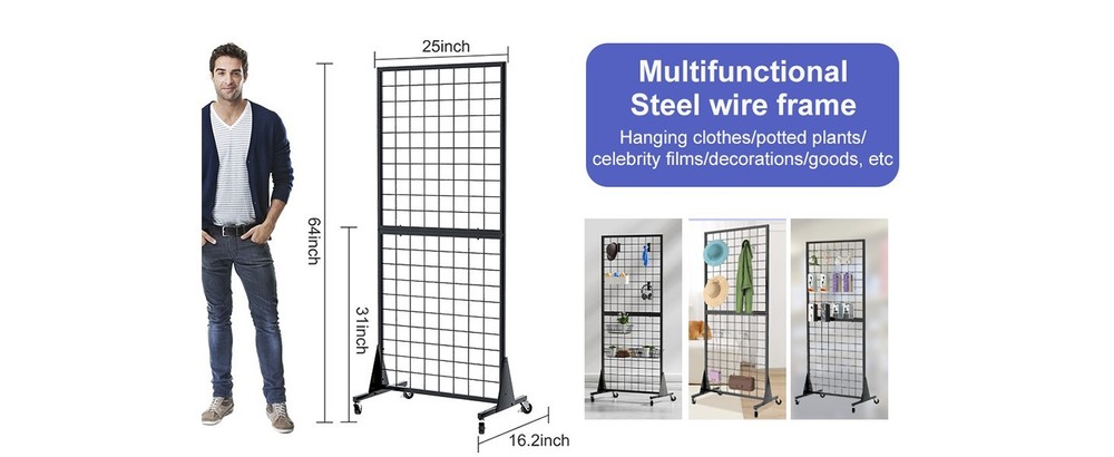 Display Grid Rack 3 Pcs 5.5 ft Panel Detachable Stand Craft Art Gridwall Tower