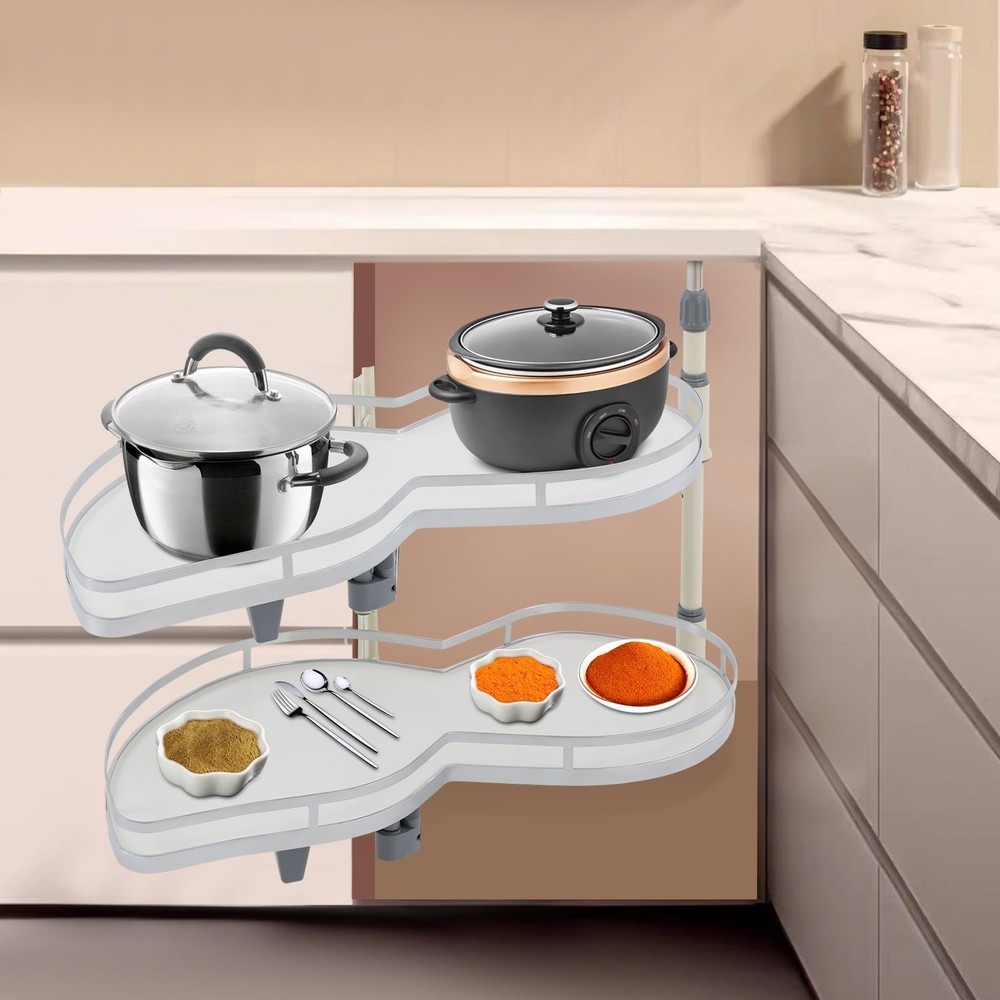 2 Tier Swing Tray Left Blind Corner Kitchen Cabinet Pull Out Kitchen Organizer