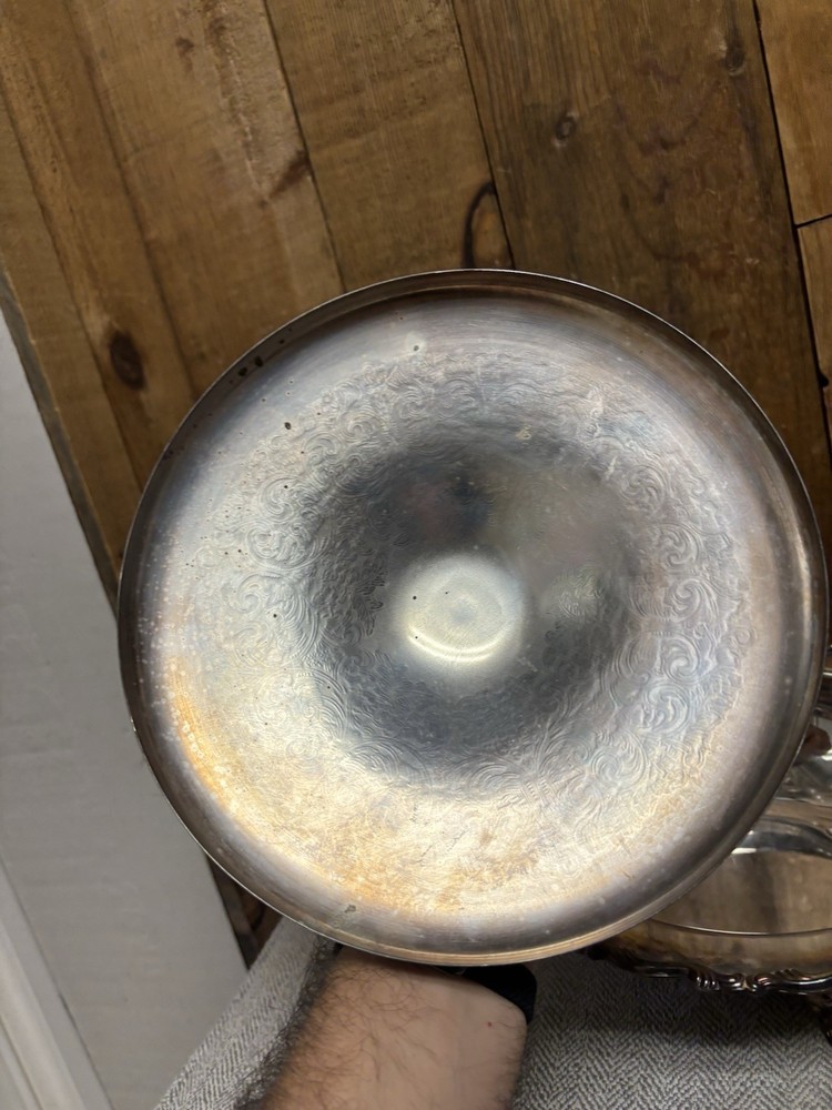 Vintage WM A Rogers Oneida Silver Plate Three Footed Engraved Covered Tureen