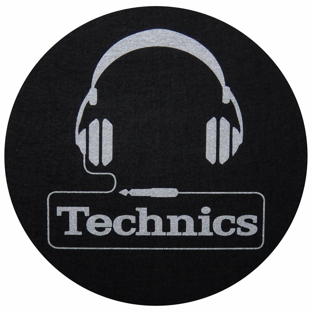 Slipmats Technics Headphone Silver on Black Background 1 Pair 60642