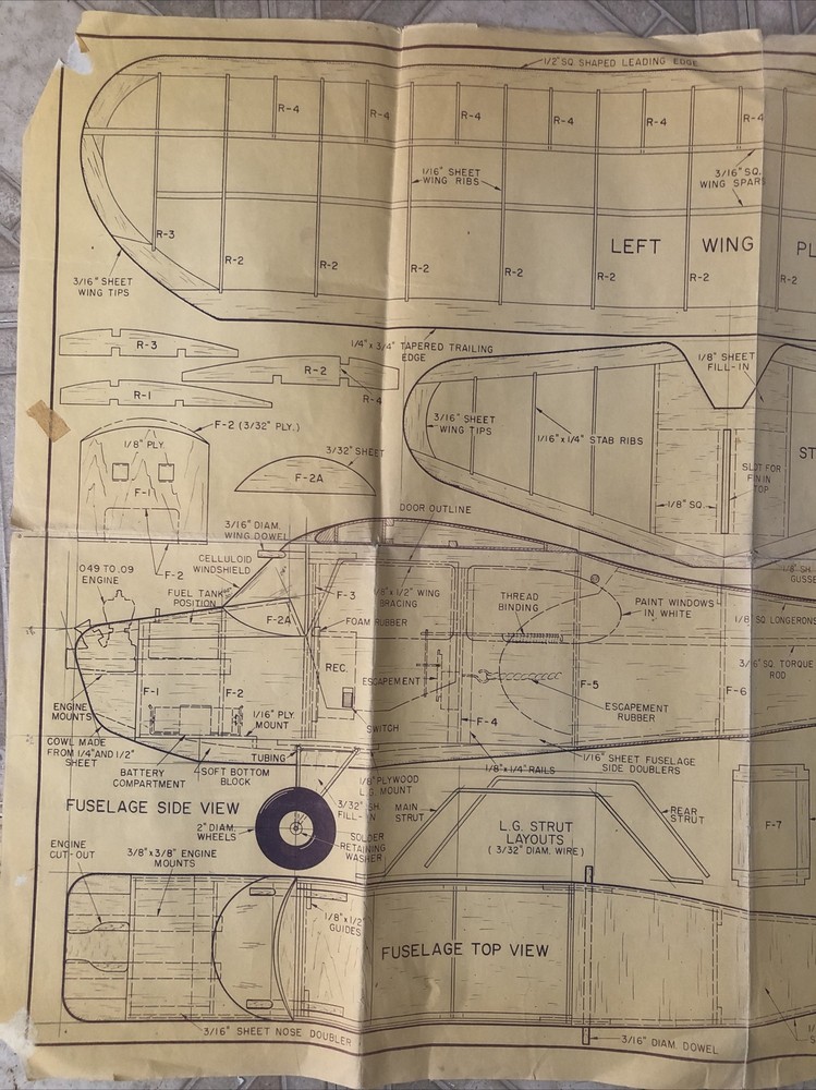BLUEPRINTS / PLANS ONLY-Timely Plans No 231 RC Model Design 26x36
