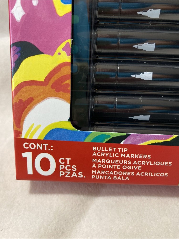 Sharpie Creative Acrylic Markers 10 Count Bullet Tip Paint Effect No Bleed