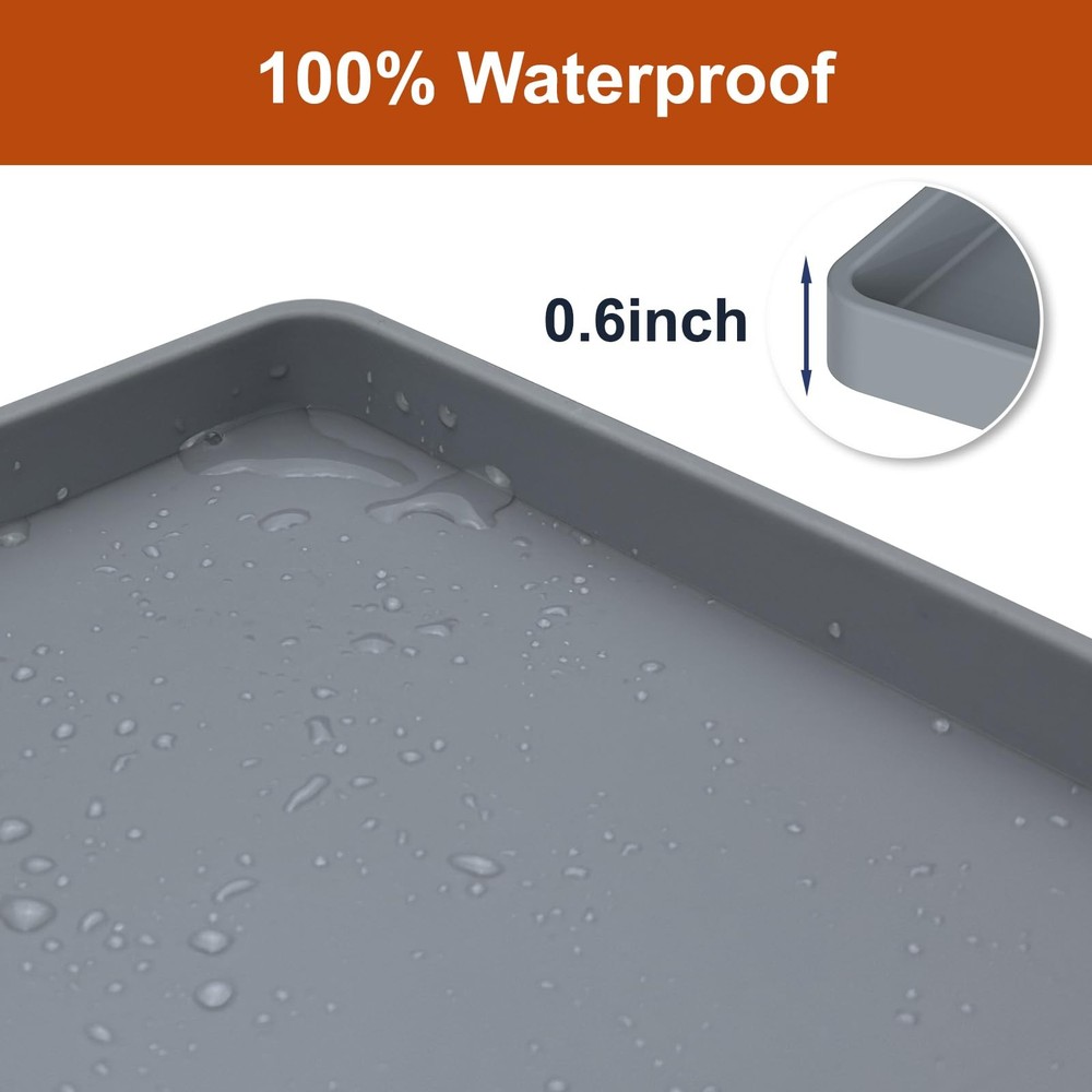 ukeetap Extra Thick Silicone Mat Waterproof with Raised Edge 34" x 22", Under Si