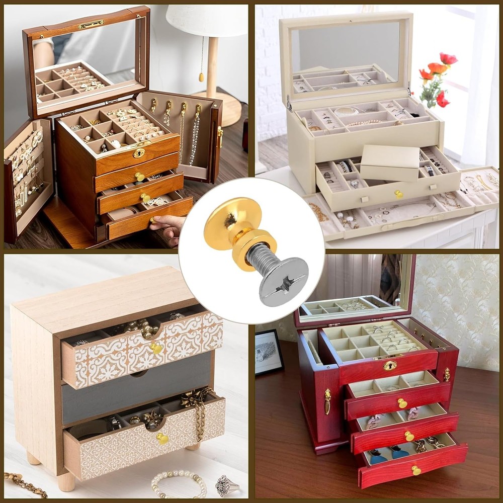 12Pcs Small Knobs For Jewelry Box Gold Small Cabinet Knobs 1/2 Inch Mini Drawer
