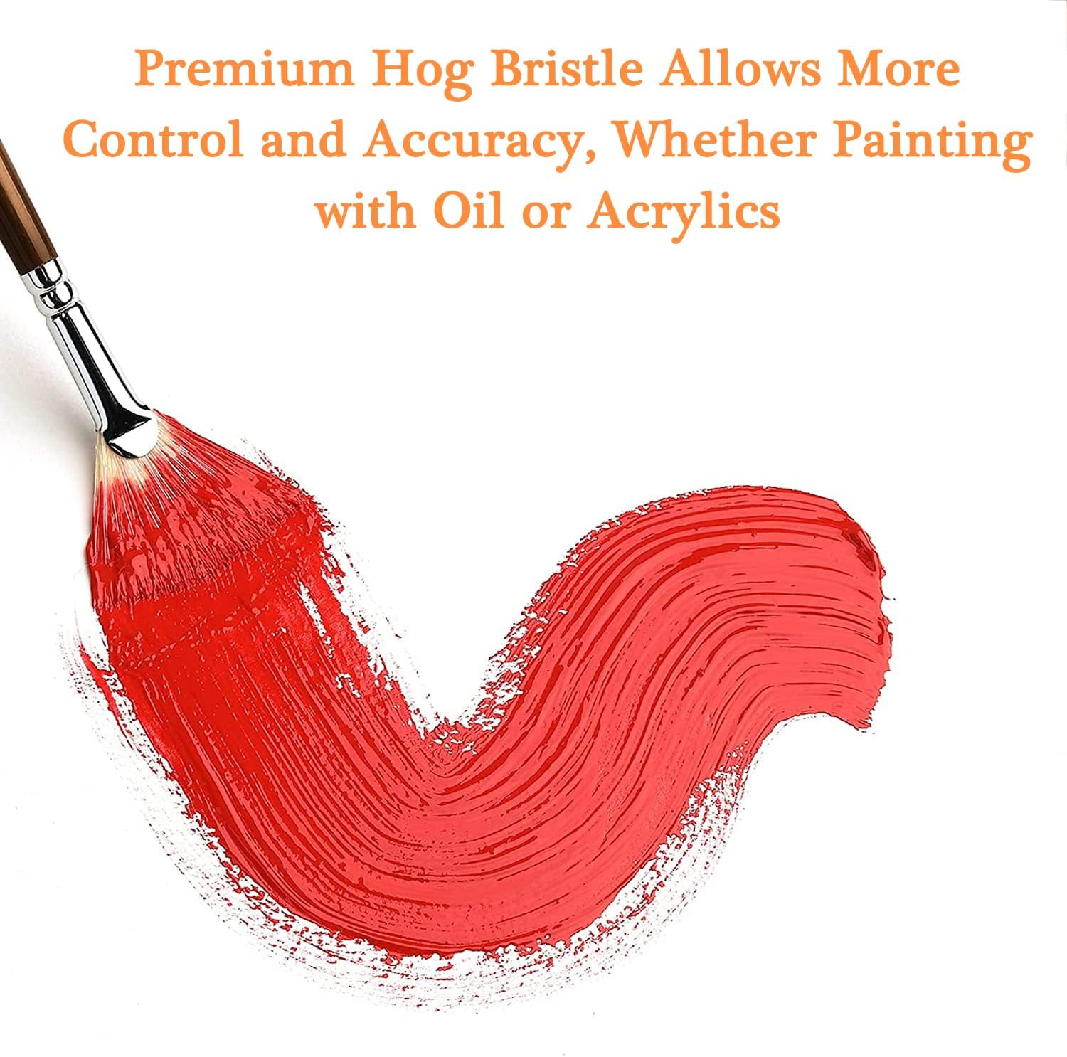 Professional Oil Paint Brush Set, Fuumuui 11Pcs Superior Hog Bristle Paint