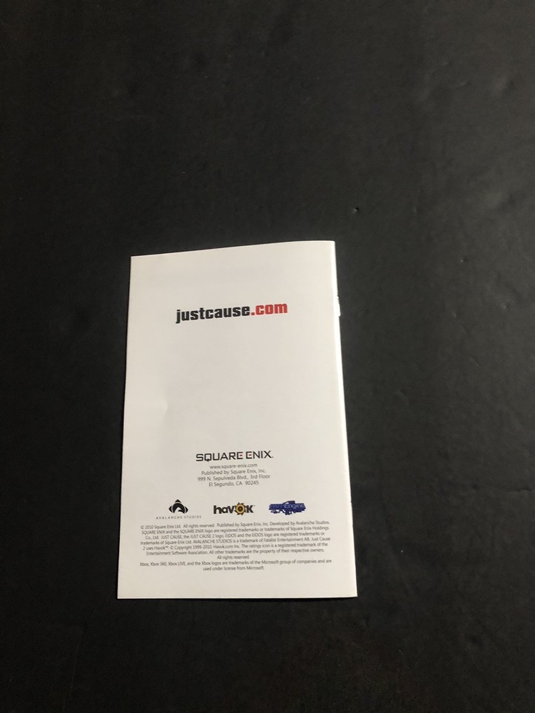 just cause 2 xbox 360 Manual Only