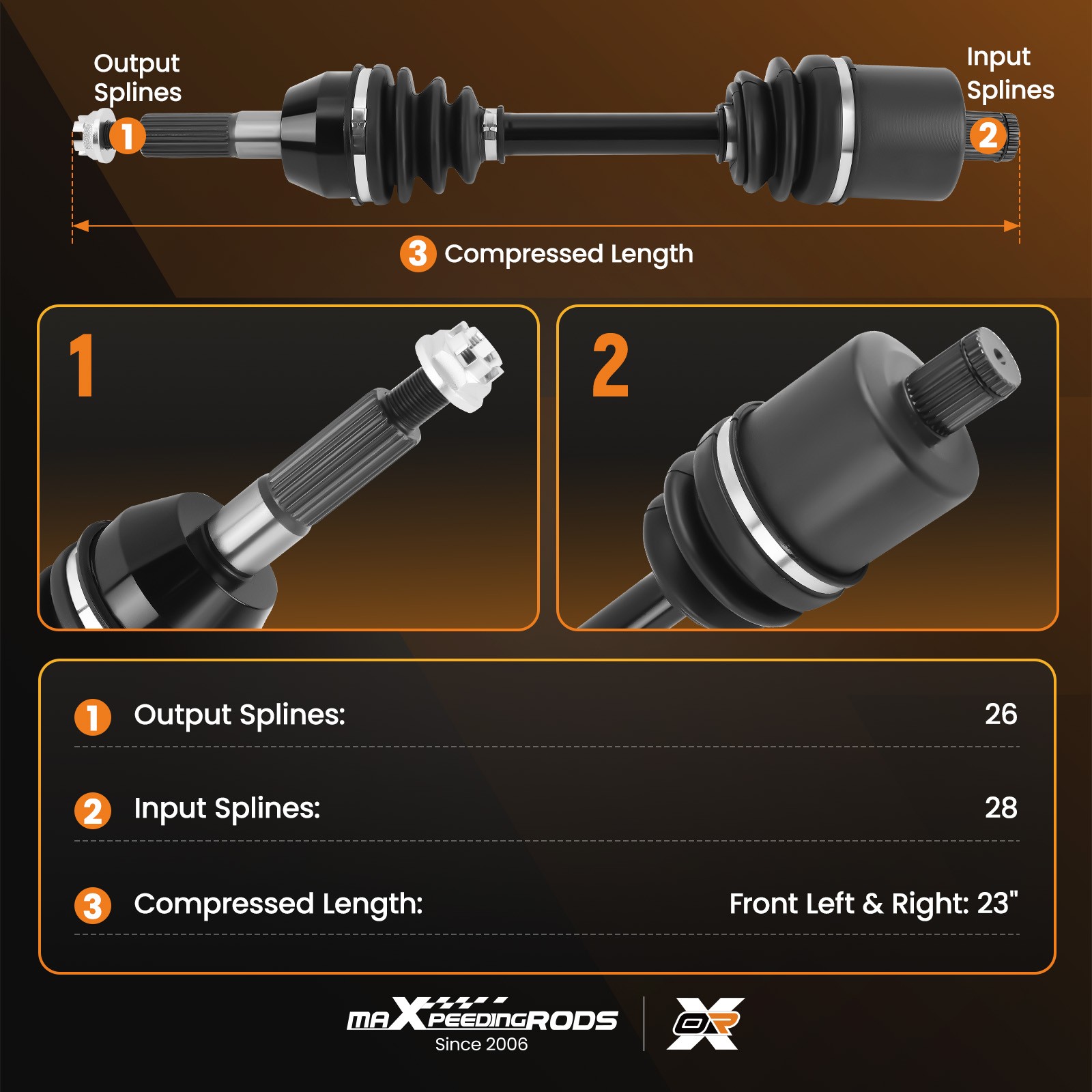 Pair Rear Left Right CV Joint Axle For Polaris Sportsman 450 HO 570 EPS 2016-20