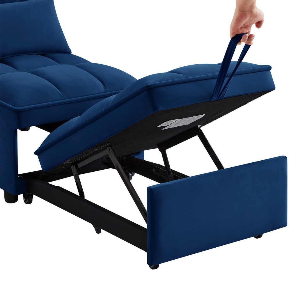 Convertible Sofa Bed Multi-Function Folding Recliner Sofa Chair w/ Pillows Navy