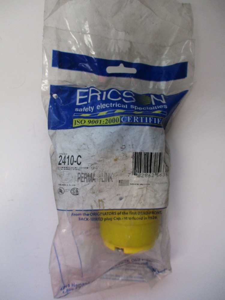 ERISCON PERMA LINK P/N 2410-C, CONNECTOR 20AMP 125V LOCKING TYPE