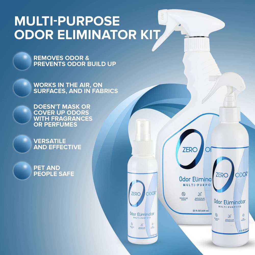 Zero Odor - Multi-Purpose Household Odor Eliminator Kit 3 Piece Assortment