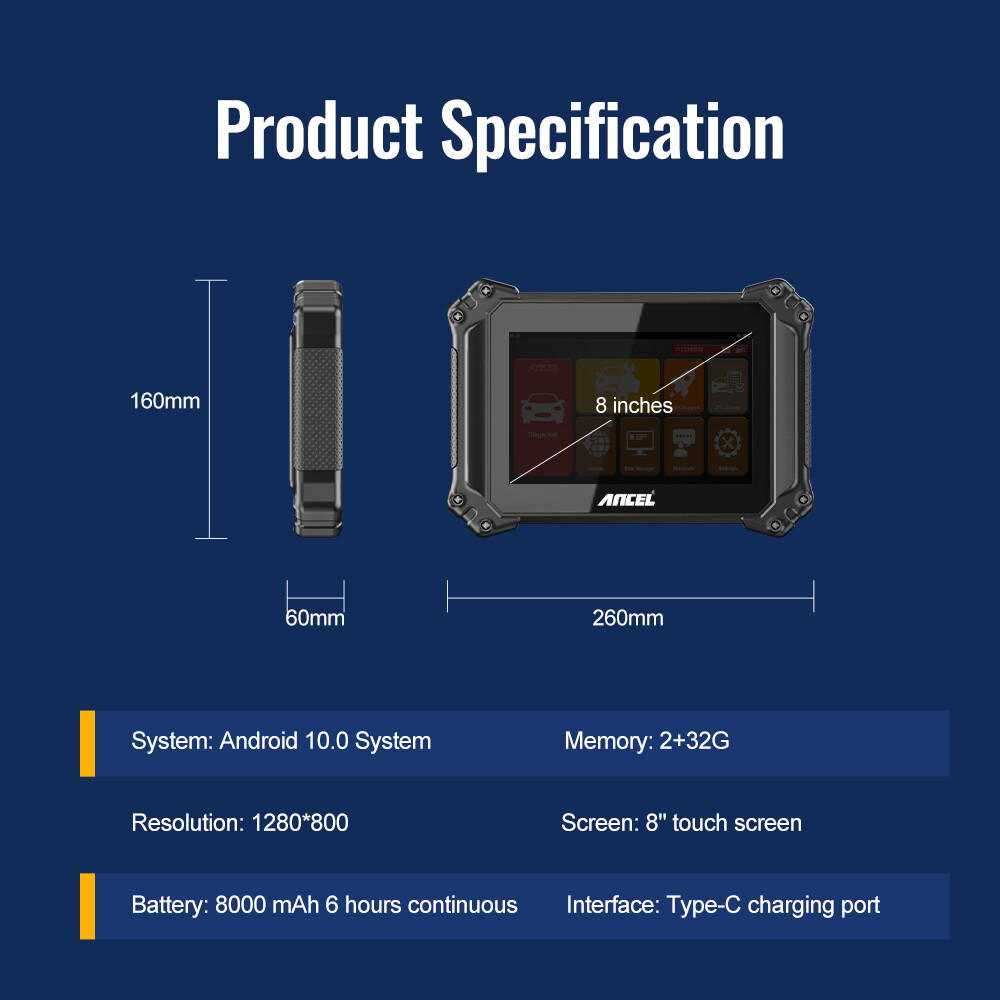 ANCEL V6 All System Bidirectional OBD2 Scanner TPMS SRS DPF Diagnostic Tool