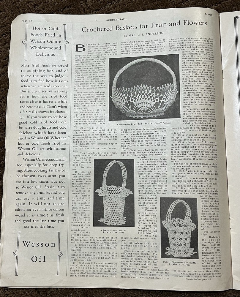 Vtg Antique 1926 Needlecraft Magaines (Crochet Easter Basket Pattern & More)
