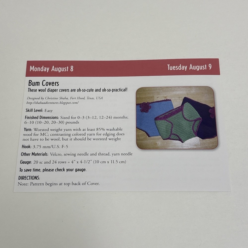 Bum Covers Diaper Cover Crochet Pattern Cards Pages