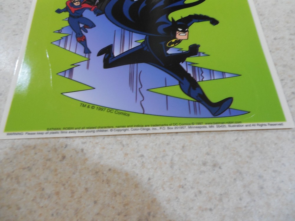 Batman & Robin Animated Window Decoration Decal Static Cling 1997 DC New