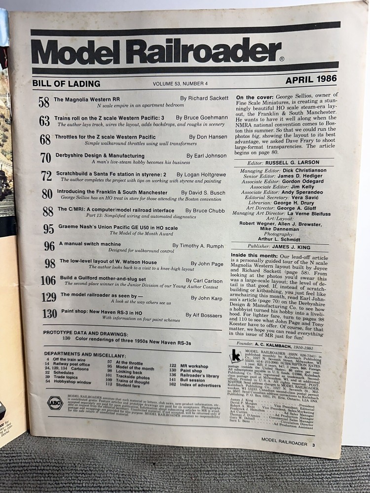 Model Railroader Magazine - April 1986