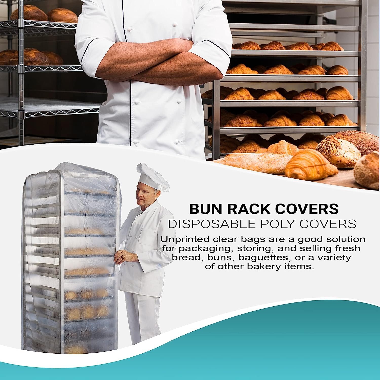 Rolls Of 50 Plastic Bun Rack Covers 52x80 Bread Rack Covers Full Size 0.5 mil
