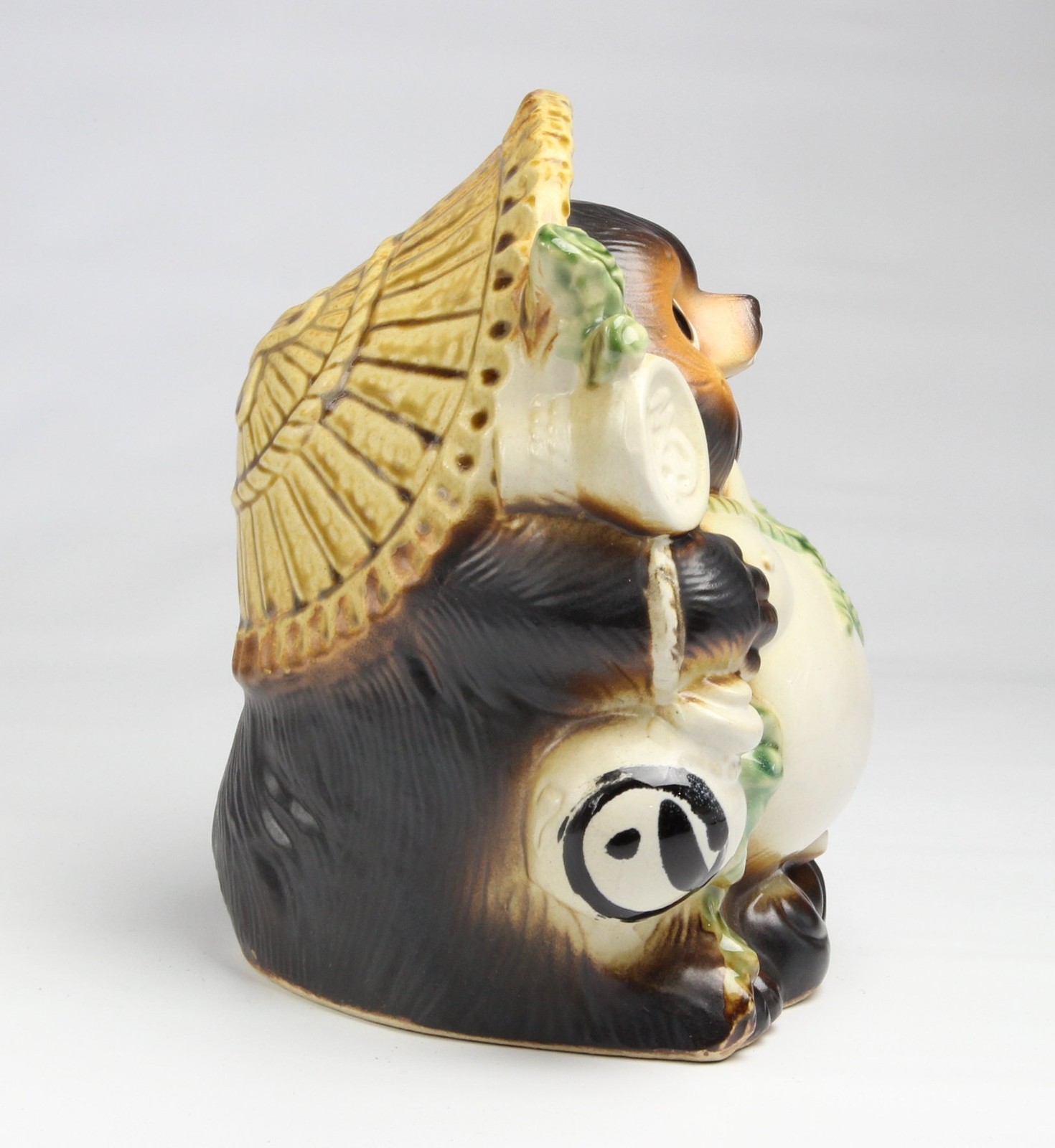 Japanese Fukufuku Tanuki No. 8 Shigaraki Ware Ceramic Figurine 9.8in
