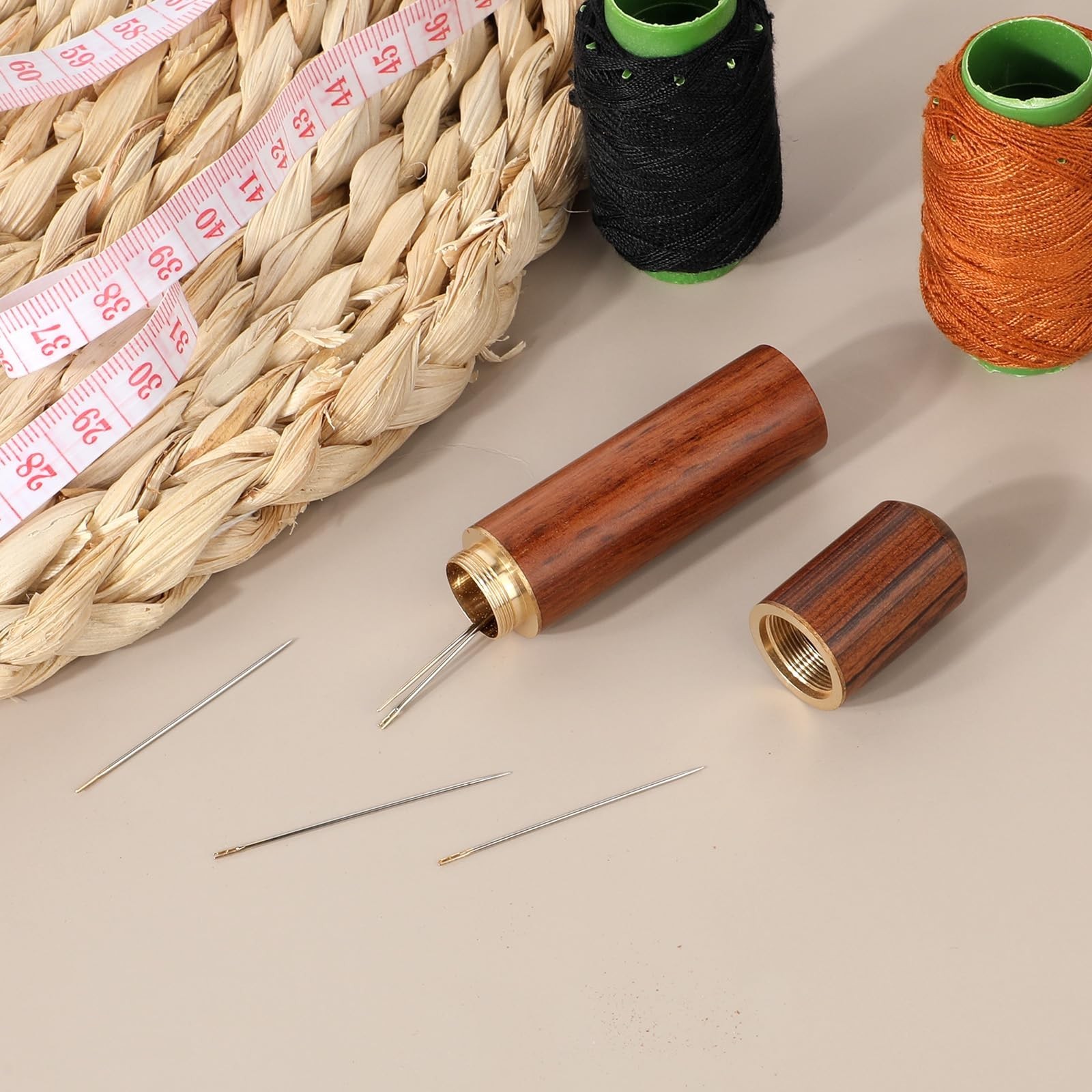 30-Pack Stainless Steel Self-Threading Needles-Opening Sewing & Darning Needles